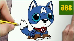 Animaux Dessin Beau Collection Ment Dessiner Chien Captain America Kawaii Étape Par