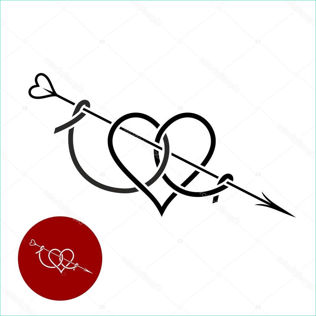 Coeur Avec Fleche Unique Galerie Coeur Avec Logo Linéaire Style Tatouage De Flèche — Image