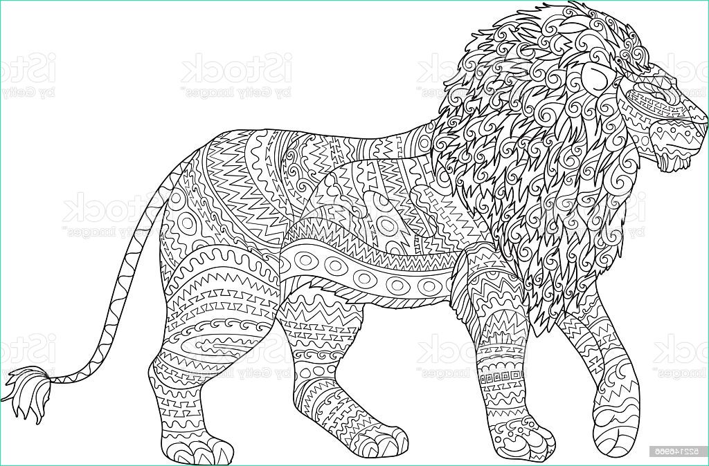 Dessin Adulte à Imprimer Bestof Photos Adult Coloring Page for Antistress with Lion Stock Vector