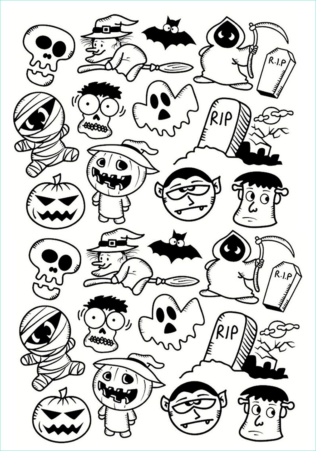 Dessin Adulte Facile Luxe Photos Halloween Doodle Personnages Halloween Coloriages