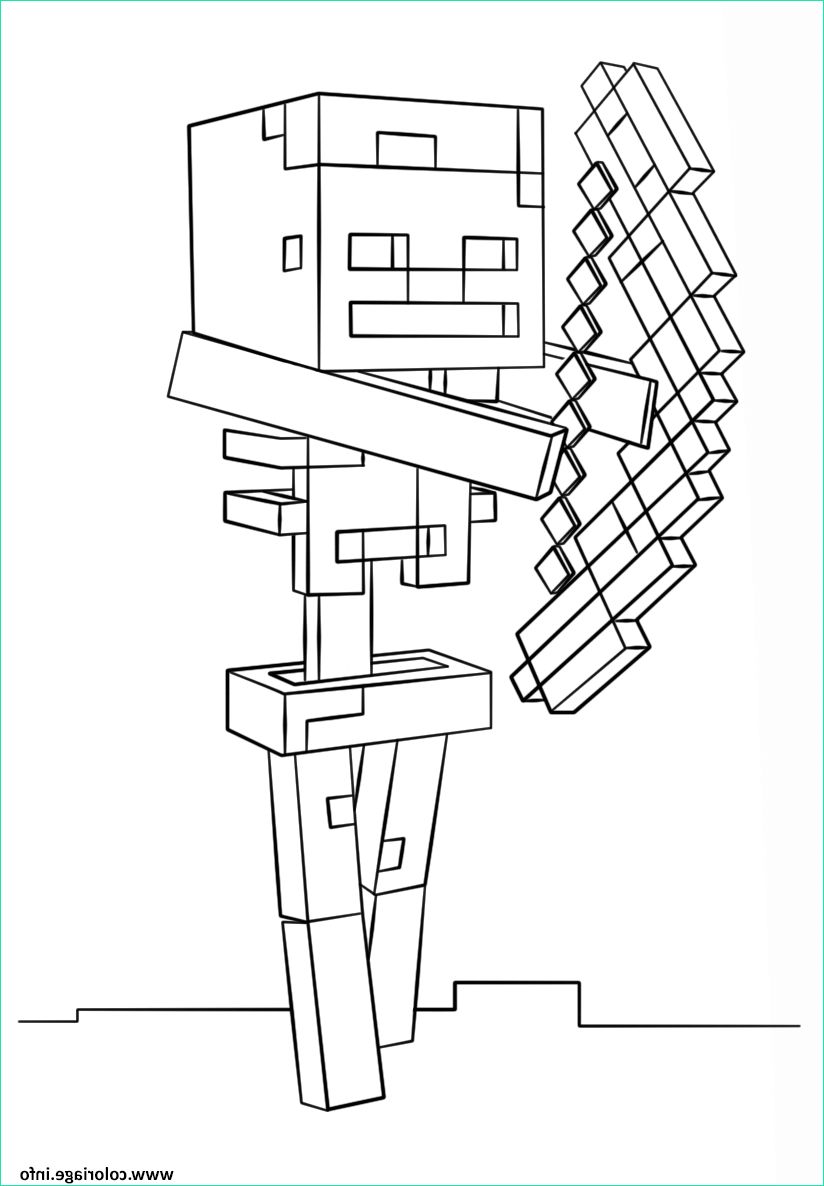 Dessin Minecraft A Imprimer Beau Image Coloriage Minecraft Skeleton with Bow Dessin