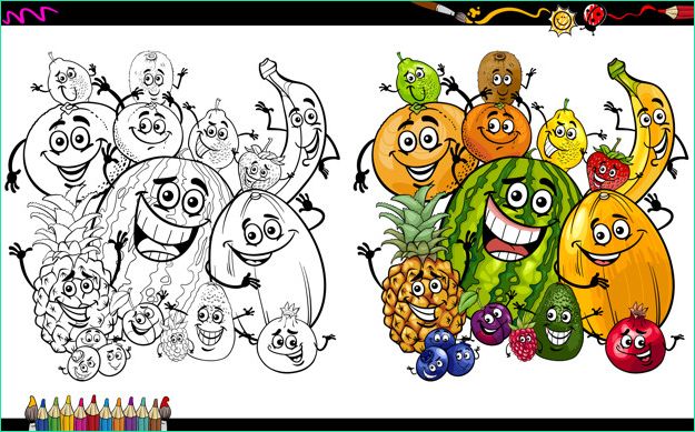 Fruits Dessin Beau Image Coloriage De Fruits De Dessin Animé