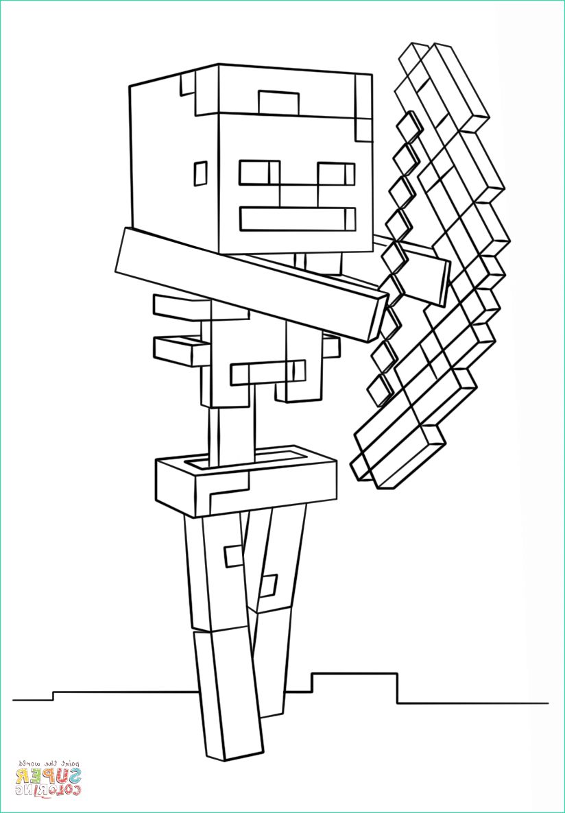 Minecraft Dessin Impressionnant Photographie Minecraft Skeleton with Bow From Minecraft Coloring Page
