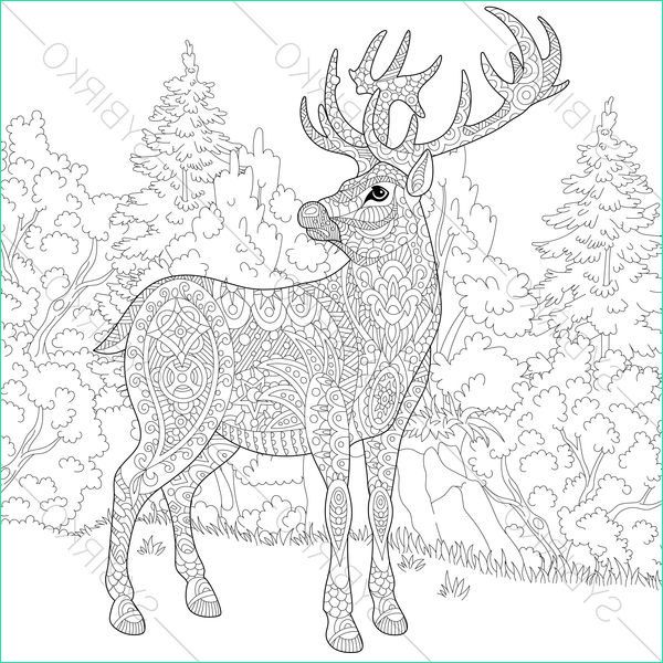 Coloriage Anti Stress Animaux Cerf Élégant Collection Adult Coloring Pages Christmas Deer Reindeer Zentangle