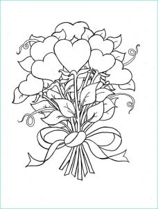 Dessin Bouquet De Rose Cool Collection Beautiful Bouquet Hearts and Roses Coloring Page