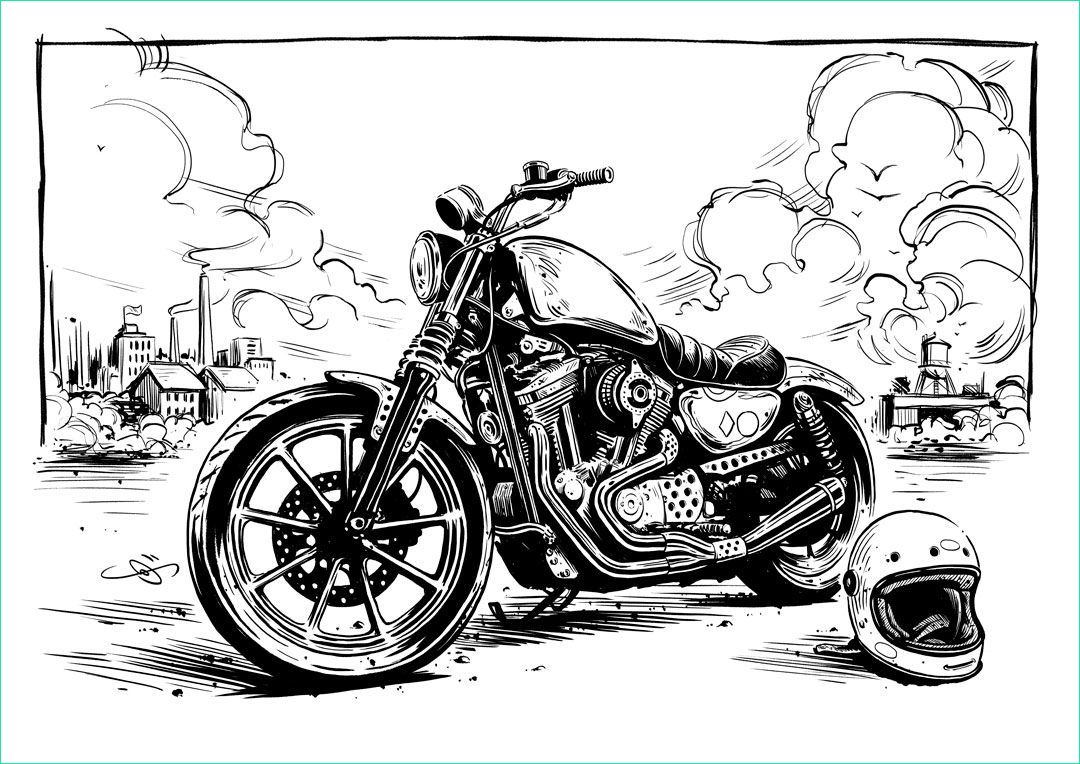 Dessin Moto Harley Élégant Stock Harley Sportster Illustration by Adi Gilbert 99seconds