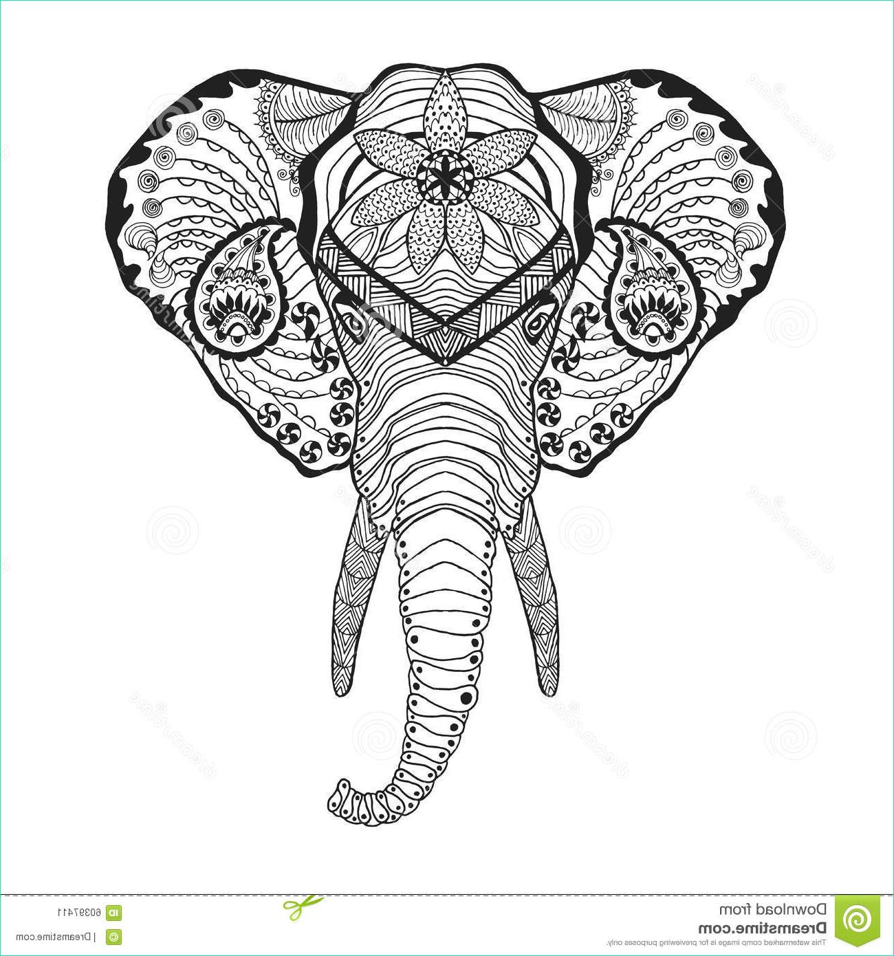 Dessin Tete D&amp;#039;elephant Beau Collection Zentangle A Stylisé La Tête D éléphant Croquis Pour Le