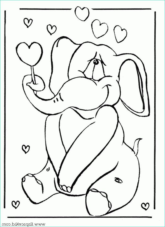 Coloriage D&amp;#039;éléphant Beau Image Coloriage Eléphant Amoureux Coloriages St Valentin