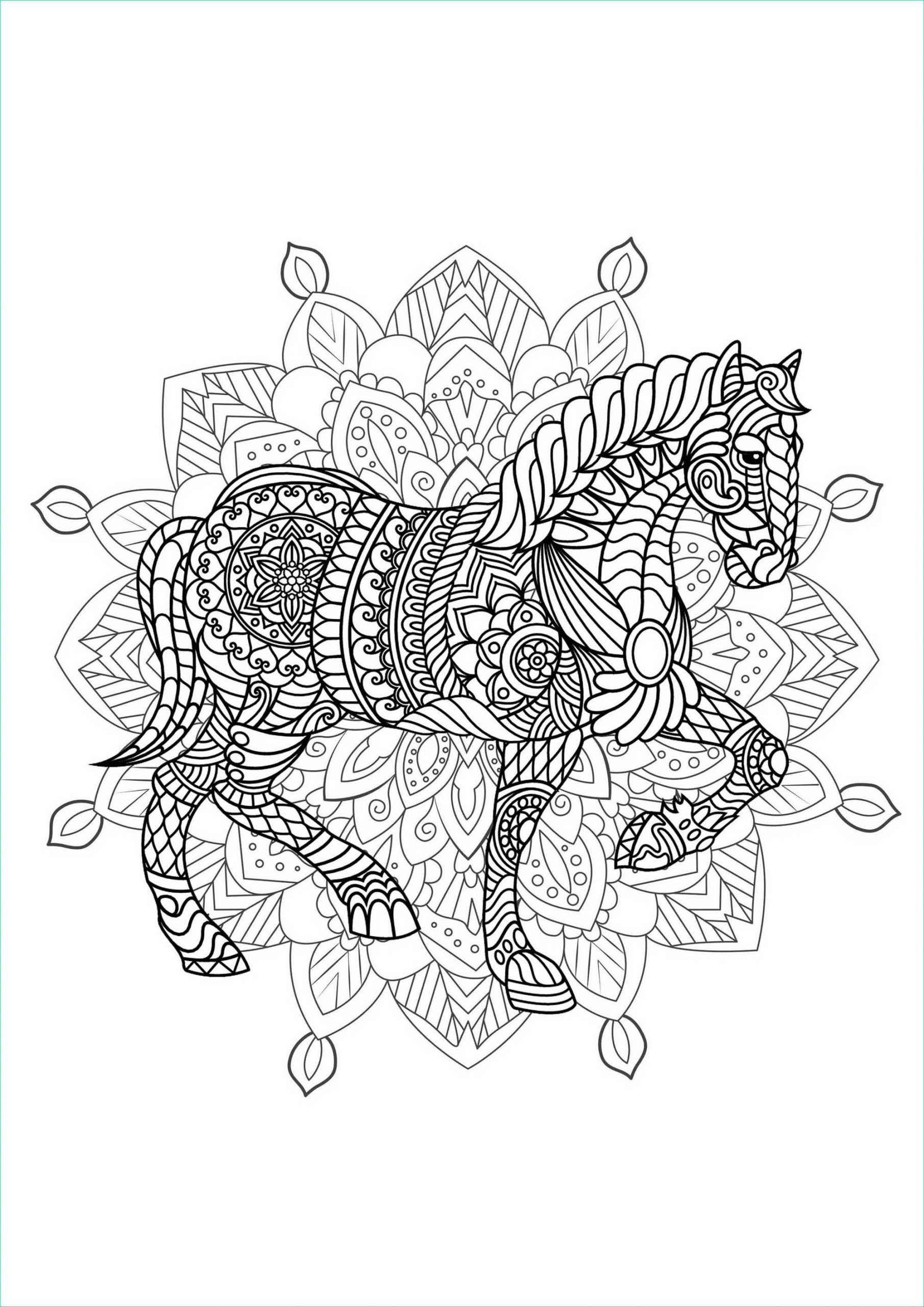 Coloriage De Mandala A Imprimer Inspirant Photos Plex Mandala Coloring Page with Horse 2 Difficult