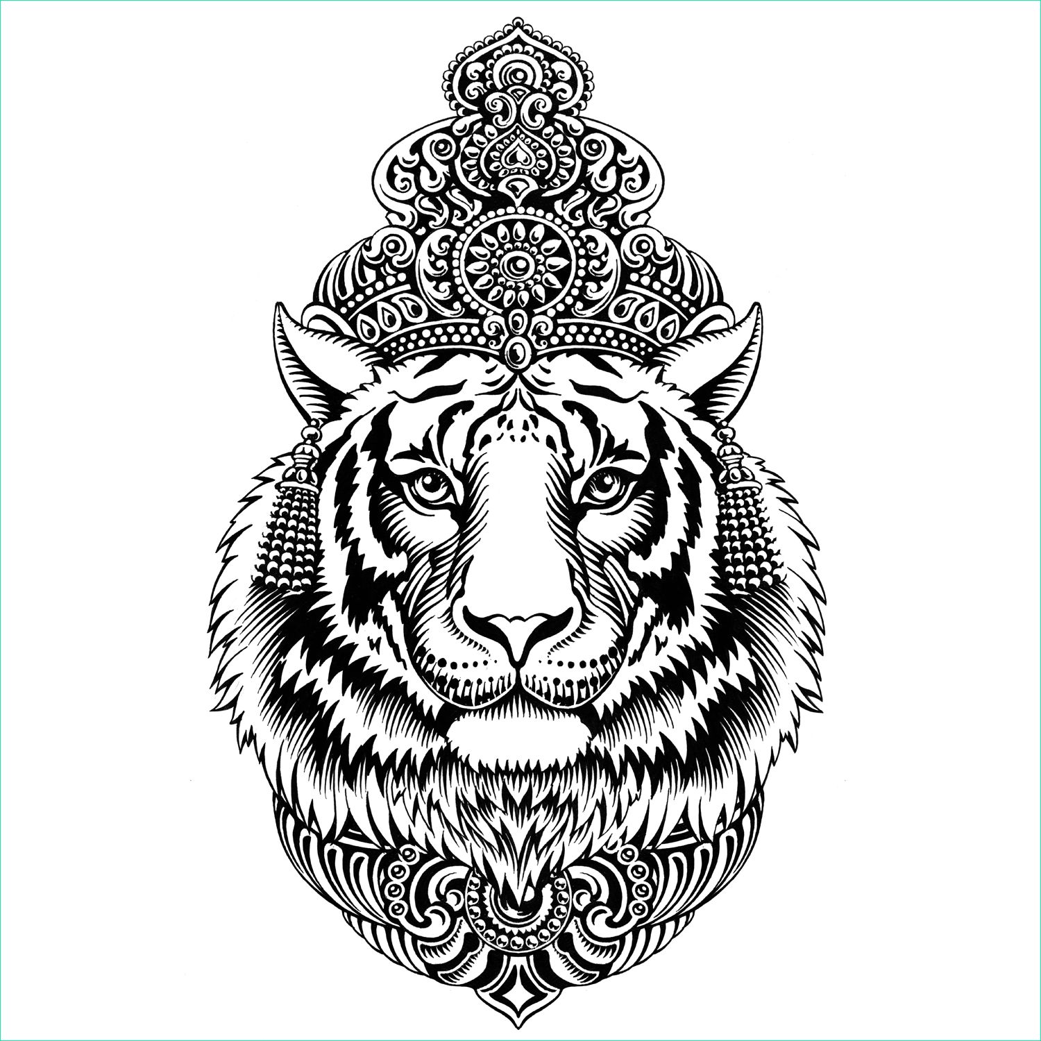 Coloriage Mandala Tigre Nouveau Images Tigre In N Amelie Claire Illustration Traditionnelle