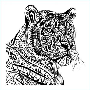 Coloriage Tigre Mandala Beau Stock Tiger In Pattern Wall Sticker Mandala Animal Wall Decal