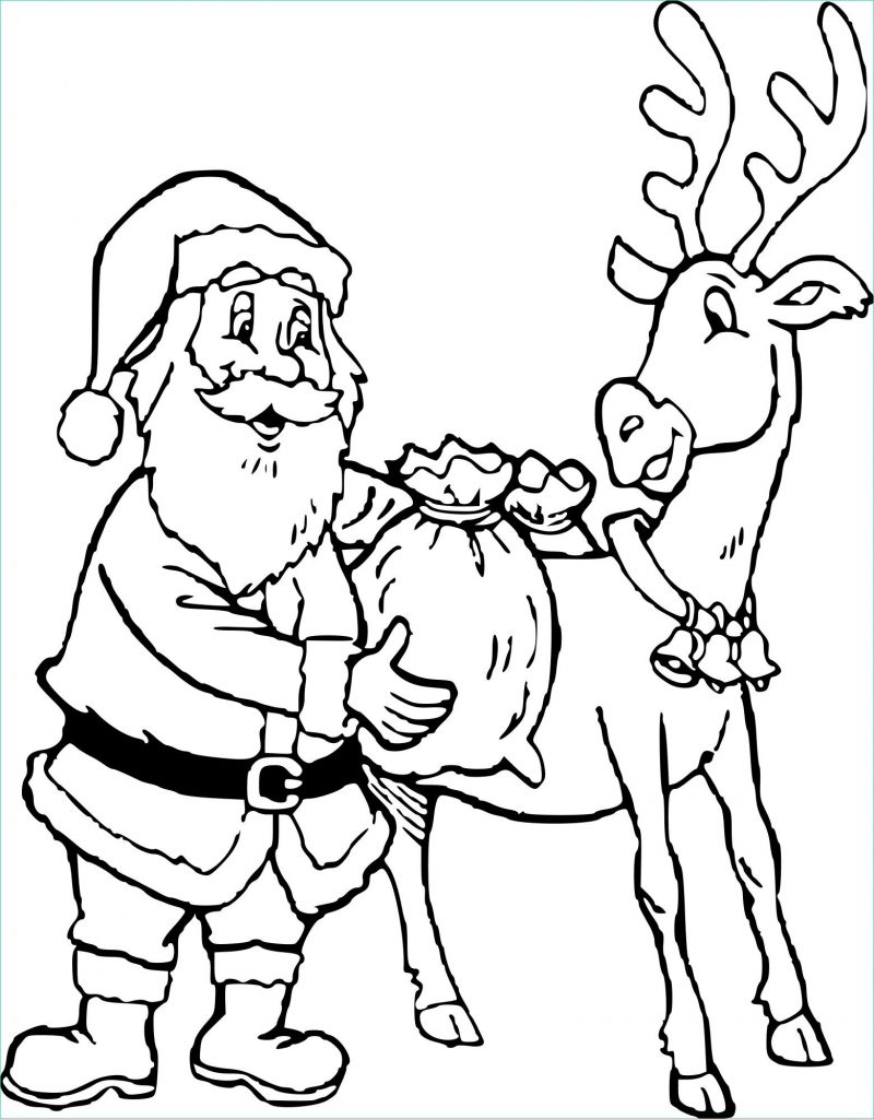 Coloriages Pere Noel Nouveau Stock Coloriage Cerf Père Noël à Imprimer