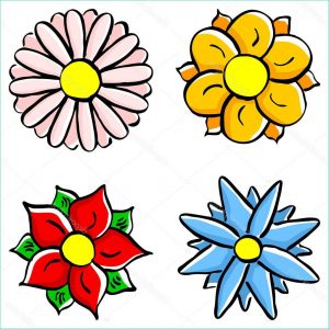 Dessin De Fleurs Cool Stock Fleurs Colorées De Dessin Animé — Image Vectorielle
