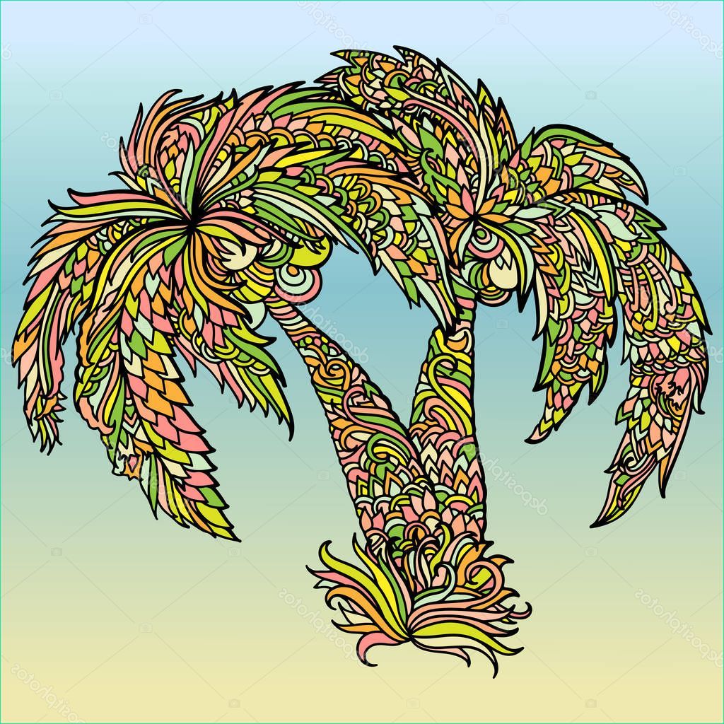 Dessin Palmier Stylisé Inspirant Images Style De Mandala Imprimer Avec Palmiers De Dessin Affiche