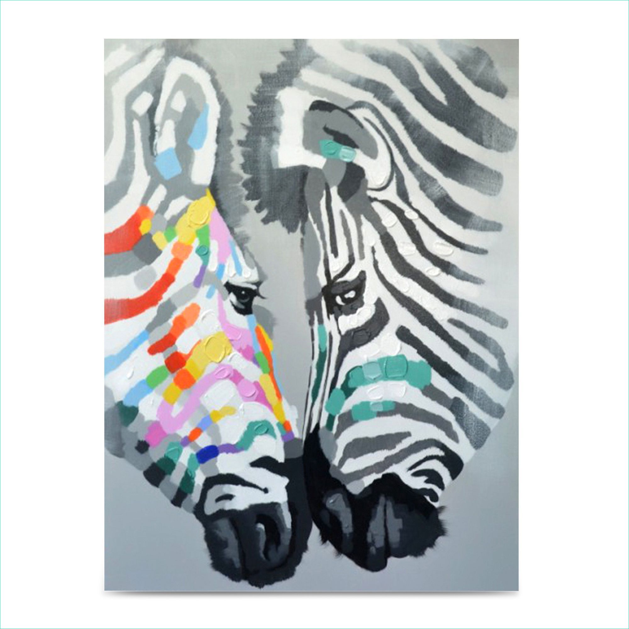 Dessin Zèbre Couleur Cool Image toile Peinte à La Main 92x120cm Multicolore Zebre