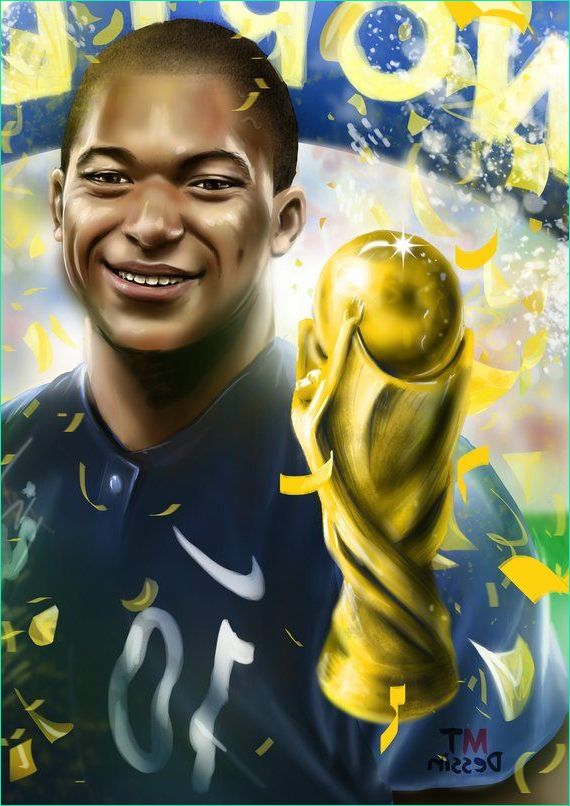 Kylian Mbappé Dessin Élégant Photographie Kylian MbappÉ Psg Poster Football Player Fifa World Cup