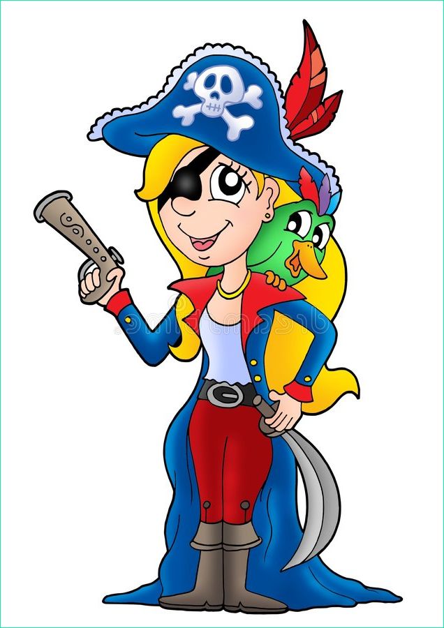 Pirate Dessin Beau Galerie Pirate Woman with Parrot Stock Illustration Illustration