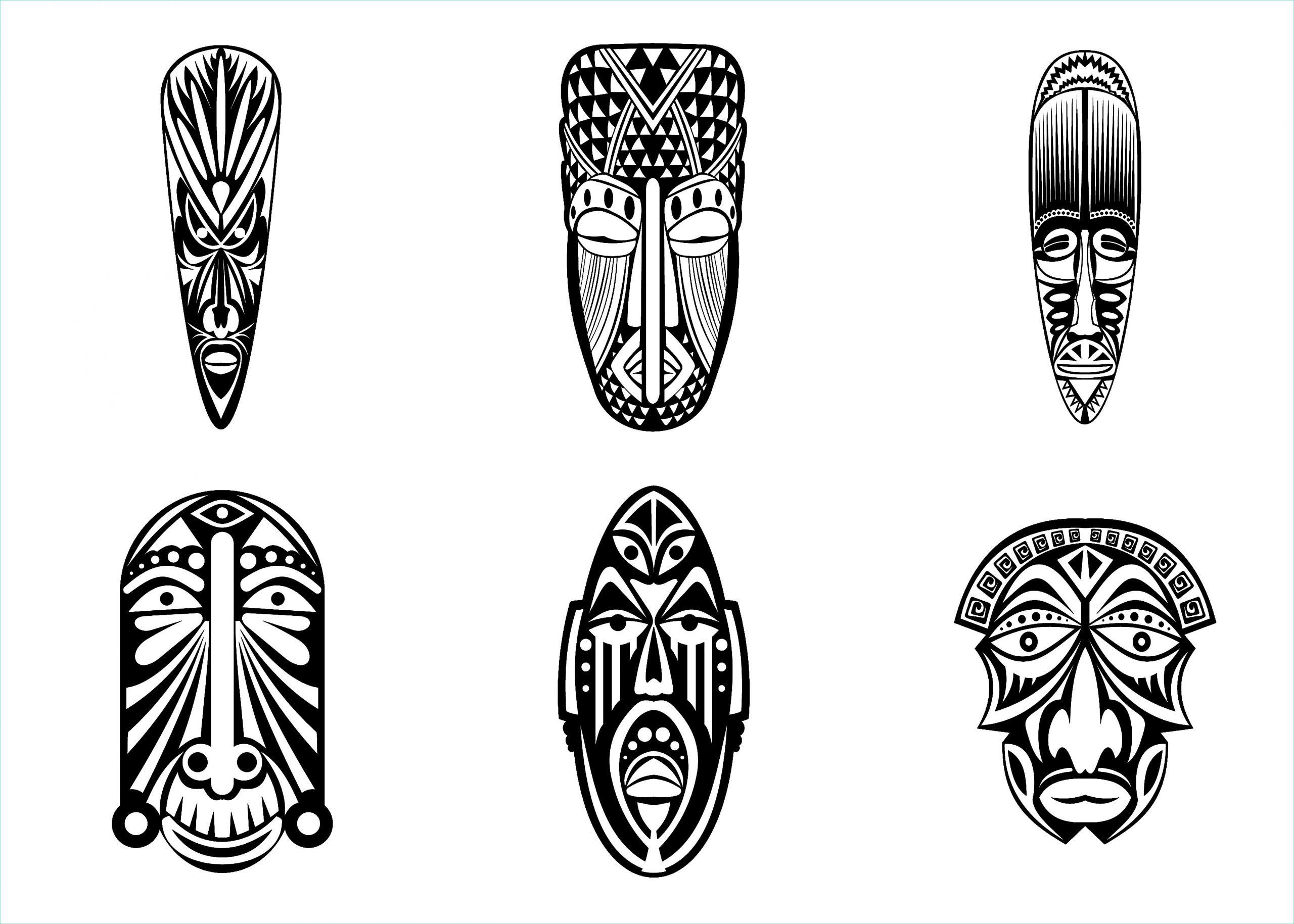 image=masques coloriage 6 masques africains simples 1