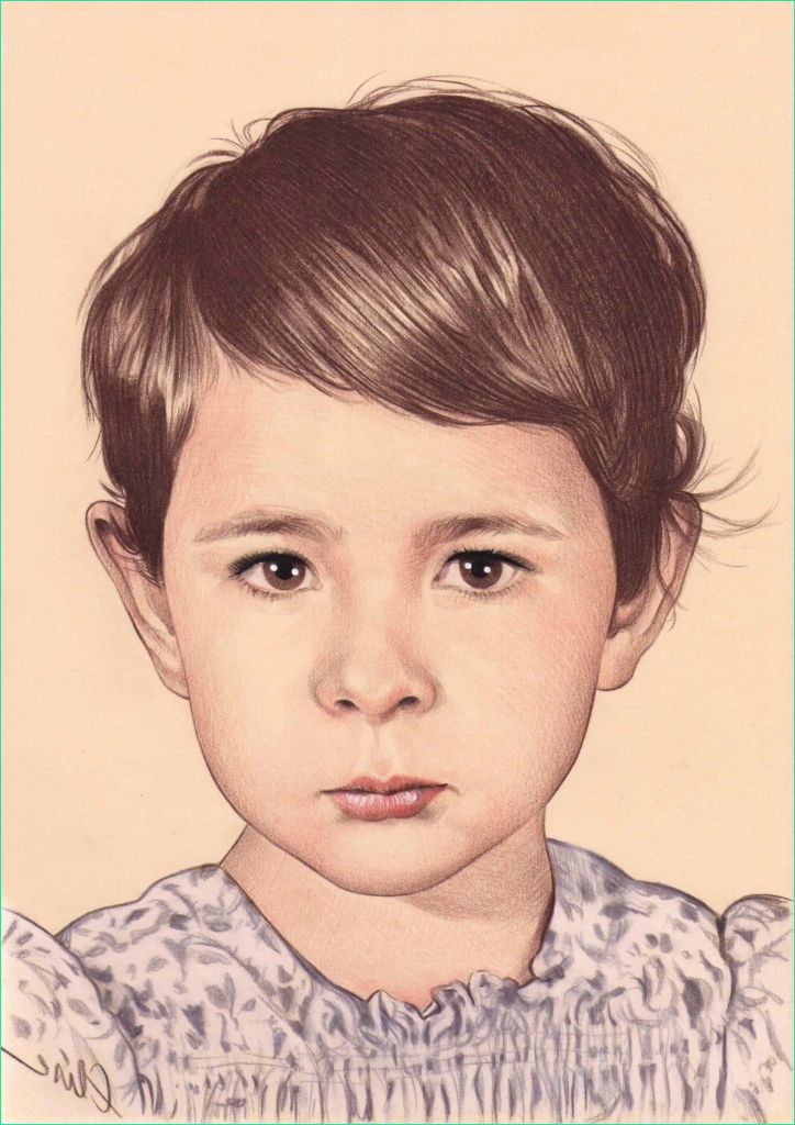 portrait dessin d une petite fille aux cheveux courts
