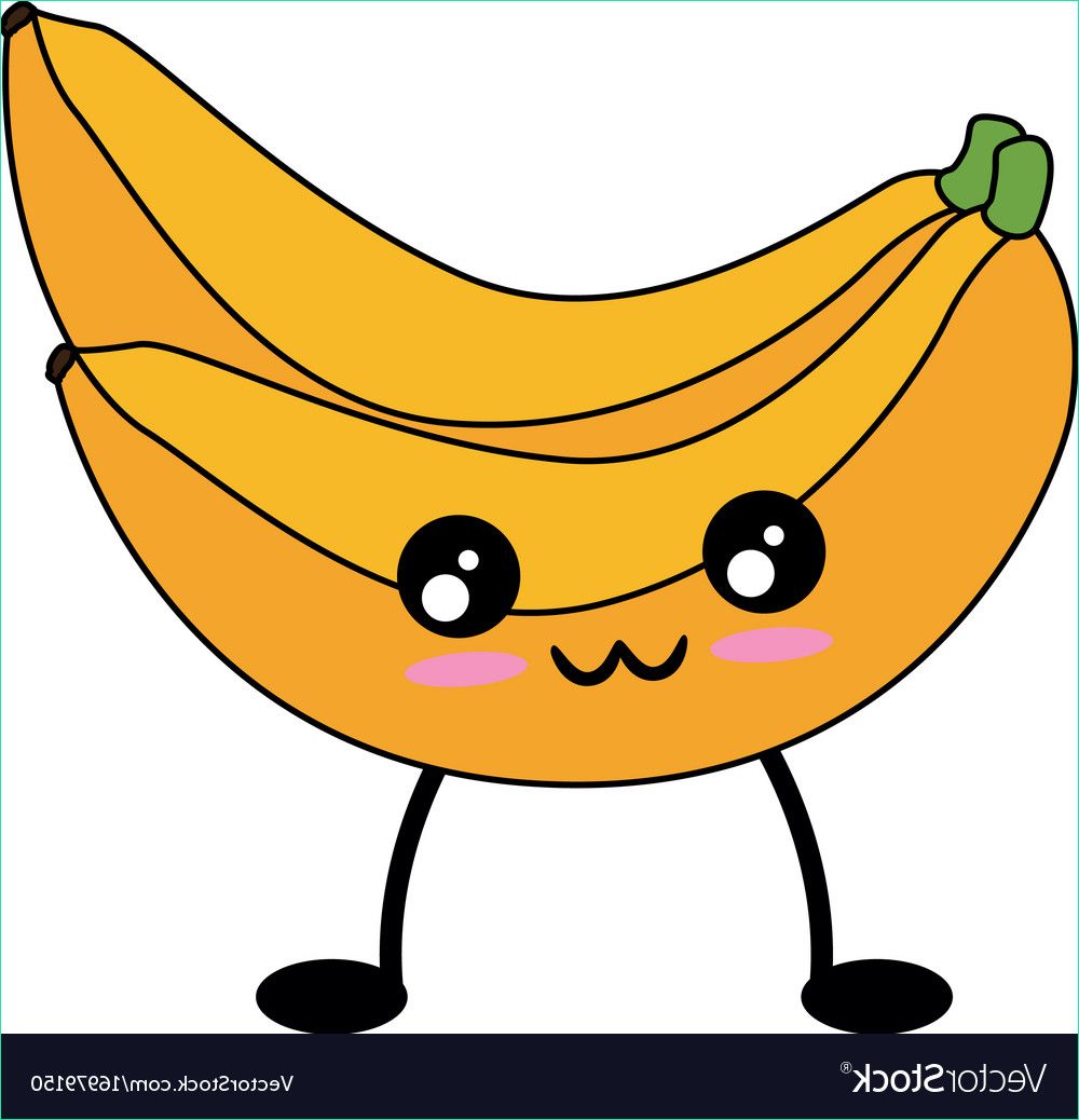 Kawaii Frite Élégant Image Bananas Sweet Fruit Cute Kawaii Cartoon Royalty Free Vector