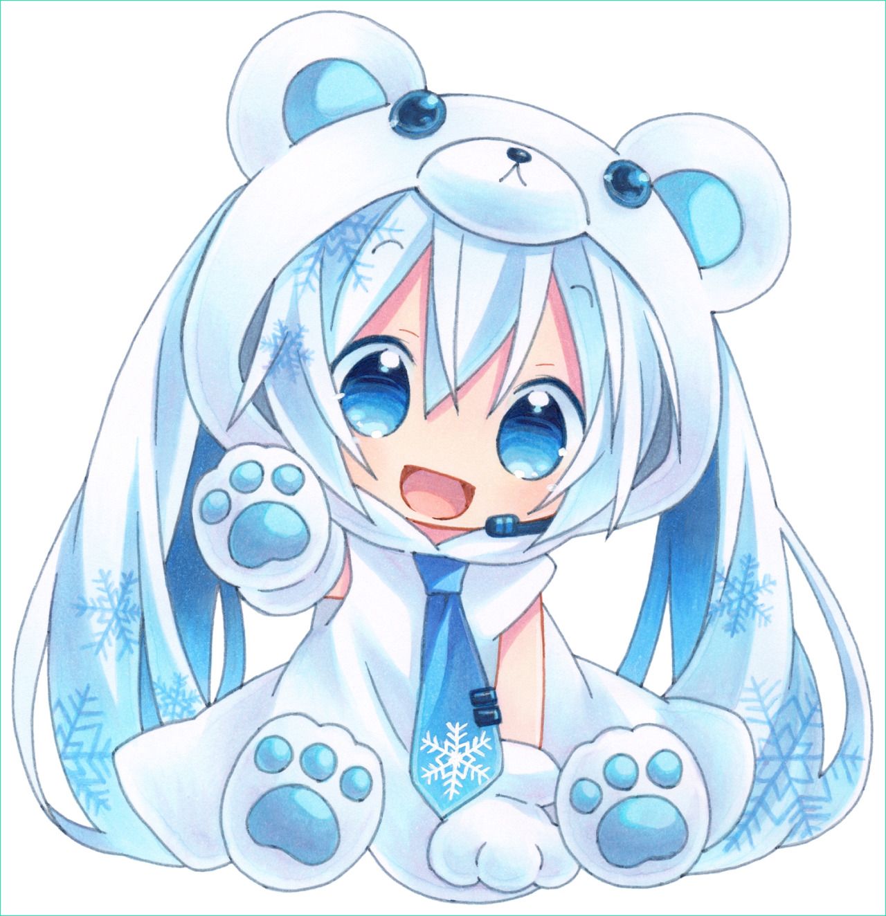 animekida cute blue anime chibi girl teddy bear