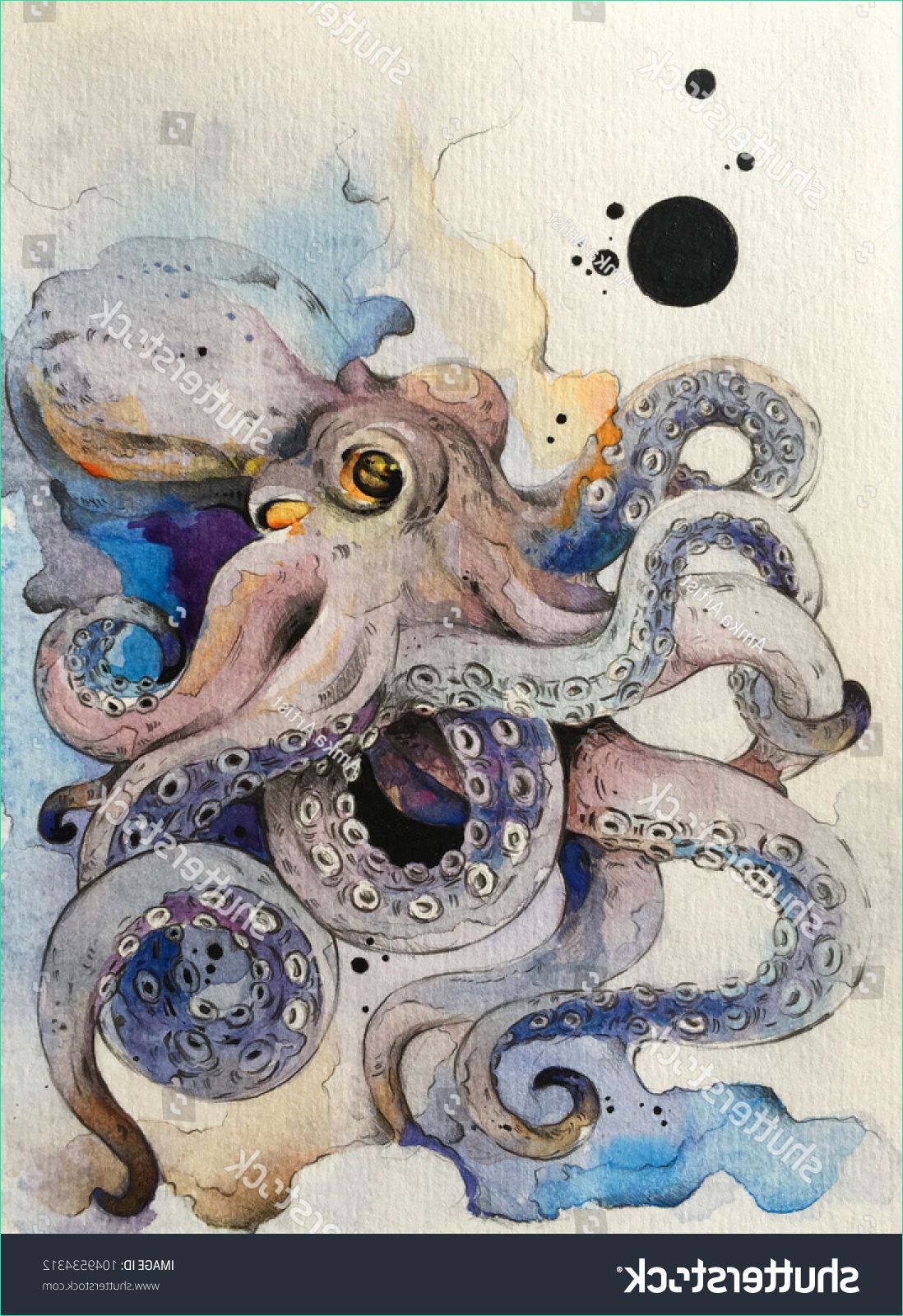 watercolour painting octopus