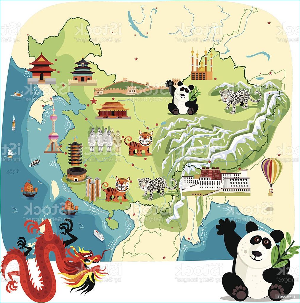 Asie Dessin Élégant Photos Carte De Dessin Animé De Chine Vecteurs Libres De Droits Et Plus D