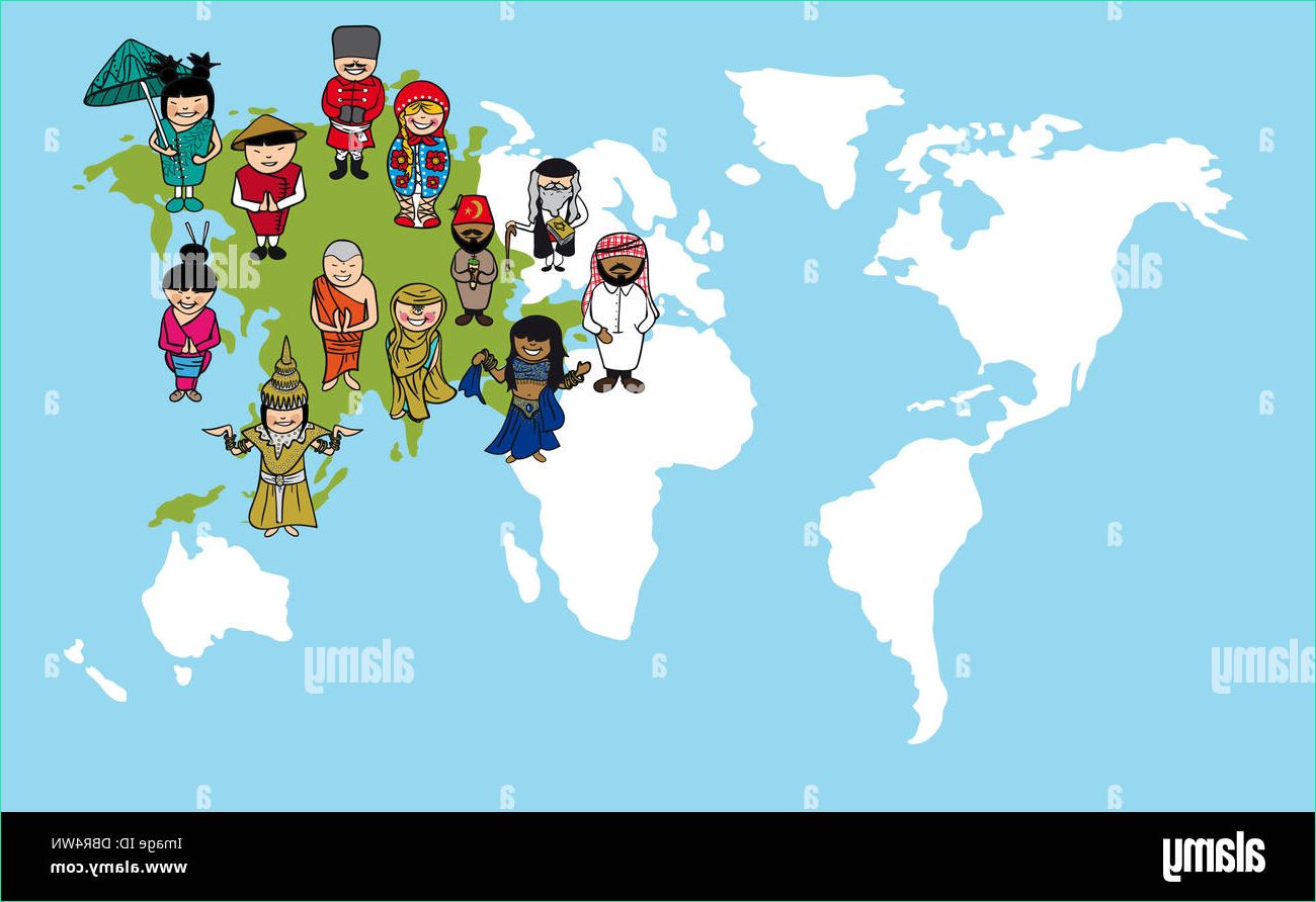 photo image concept de diversite carte du monde les personnes de plus de dessin anime asie continent couches d illustration vectorielle pour faciliter les modifications