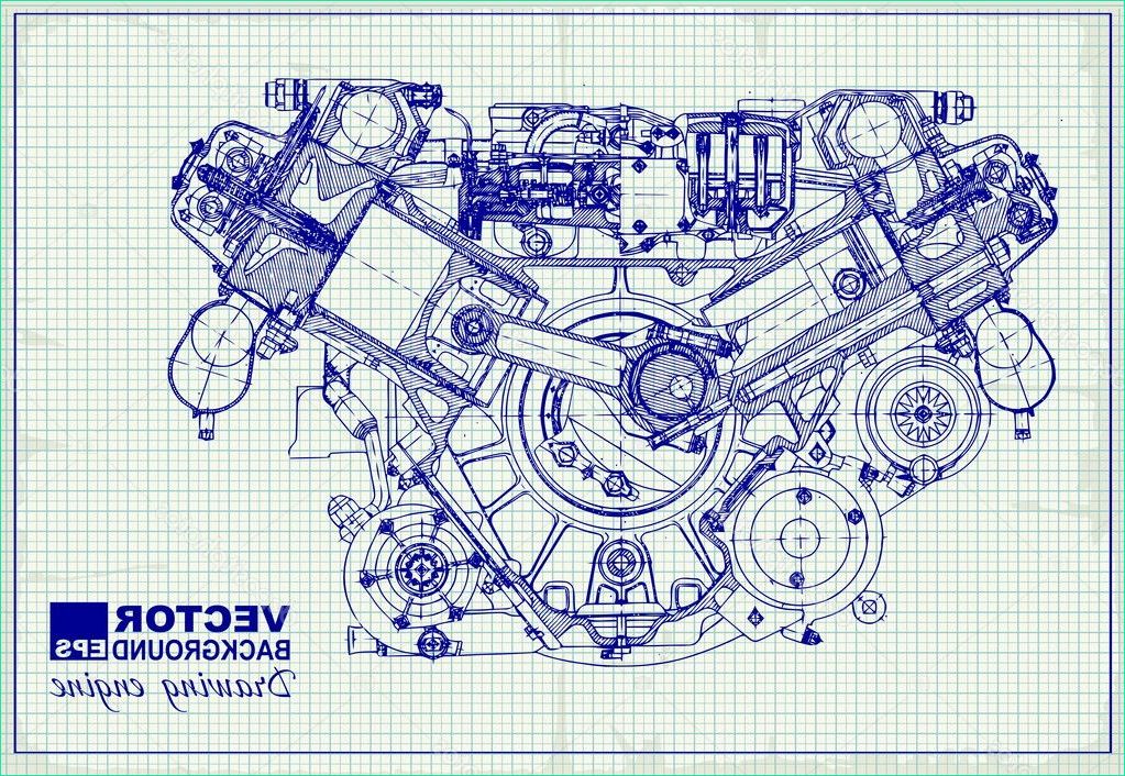stock illustration drawing old engine on graph