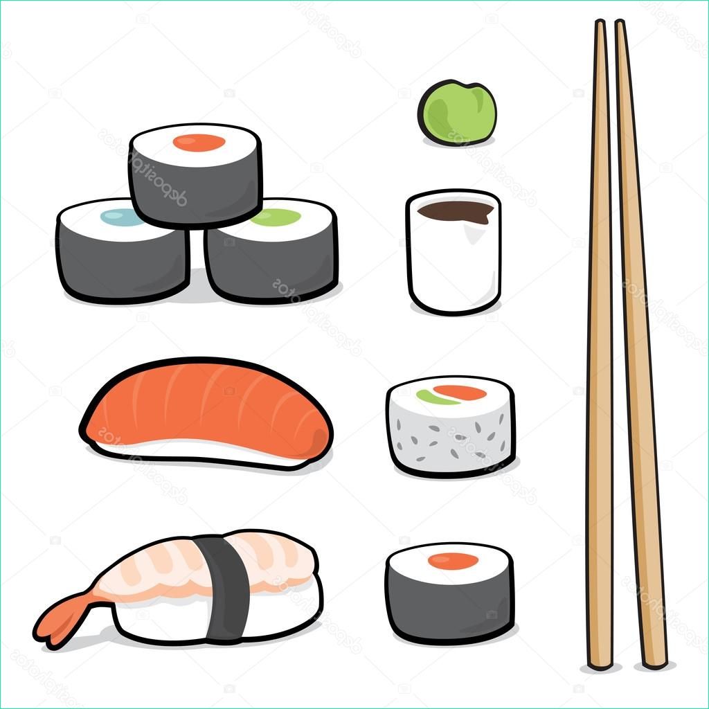 stock illustration cartoon sushi set