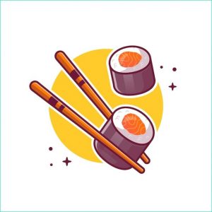 Dessin Sushi Inspirant Photographie Sushi Avec Illustration D Icône De Dessin Animé De Baguettes Concept D