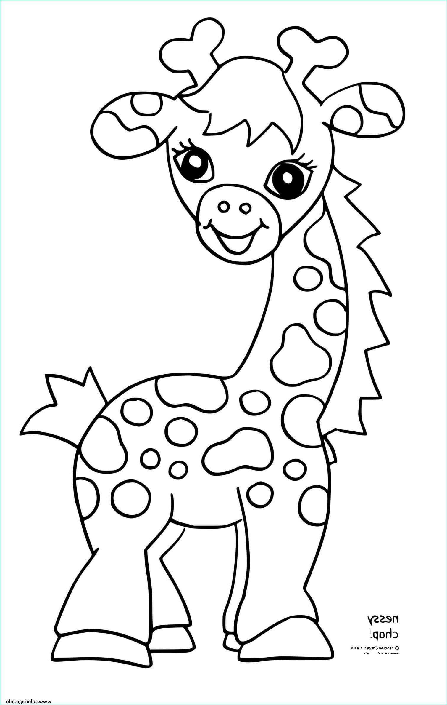 girafe souriante avec de jolie yeux coloriage dessin
