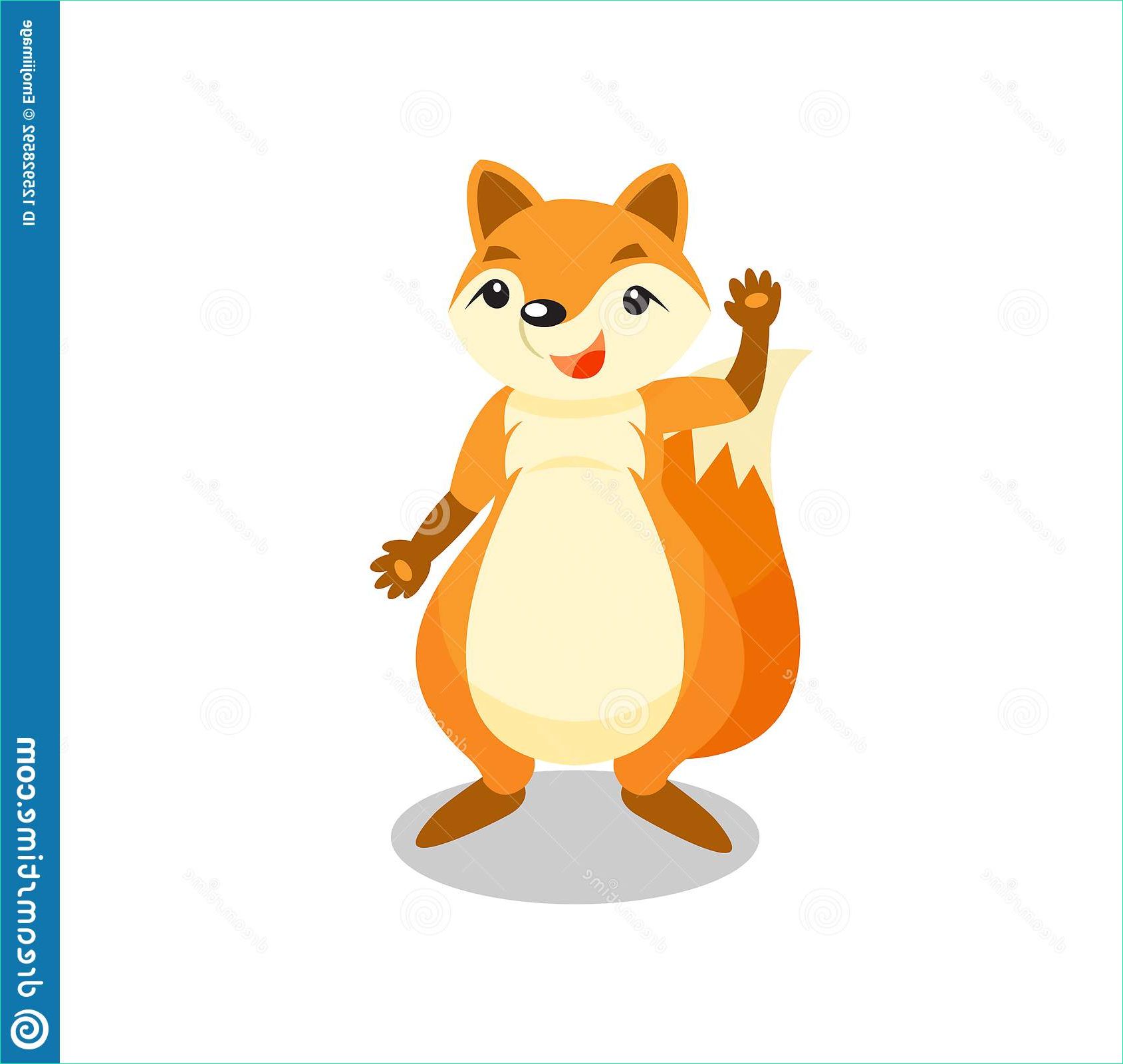 petit renard mignon ondulant sa patte illustration drôle vecteur personnage dessin animé chiot fond blanc image