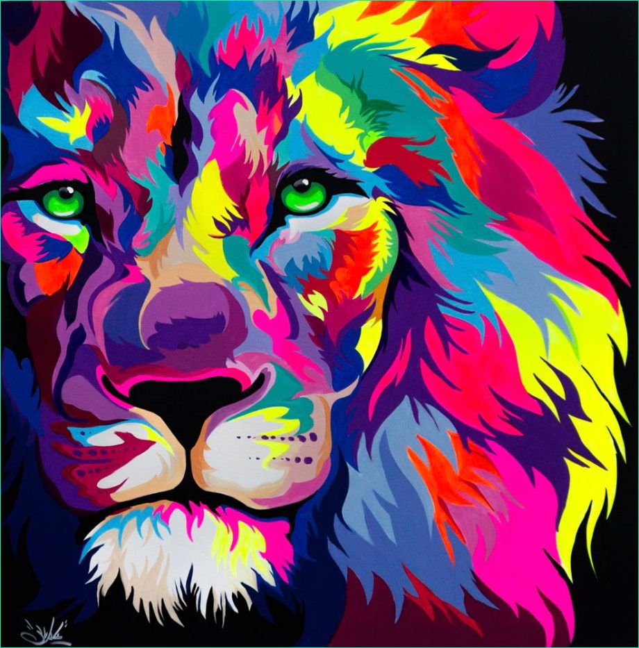 Dessin Couleur Lion Nouveau Photographie Lion V2 – Dave Baranes Artiste Peintre Peintre Mural Animalier